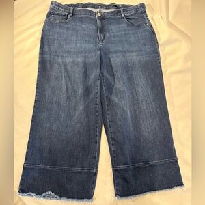 J. Jill Dark Blue Denim High Rise Wide Leg Cropped Jeans Size 22W